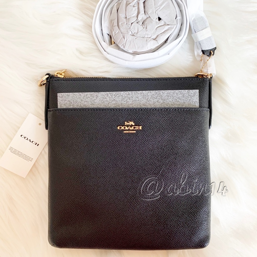 NWT Coach Black Leather Messenger Crossbody Bag Purse - Picture 5 of 6